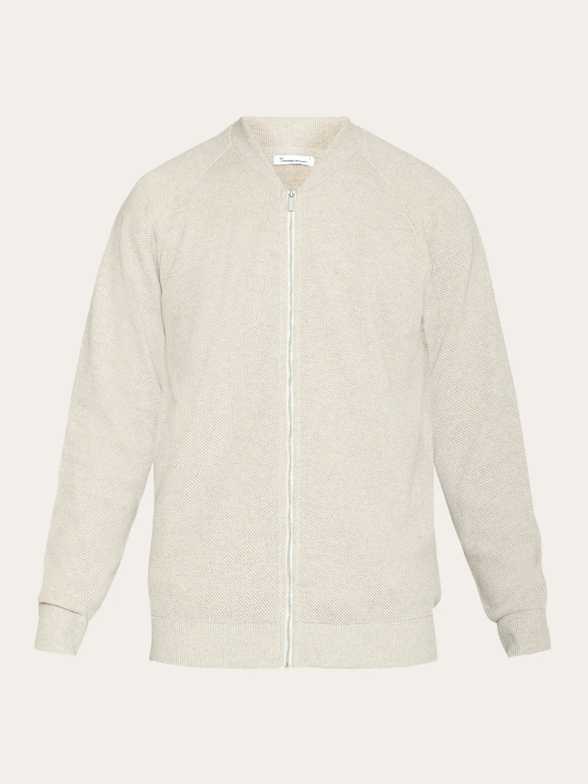 Knitted zip cardigan - GOTS/Vegan - Light feather gray