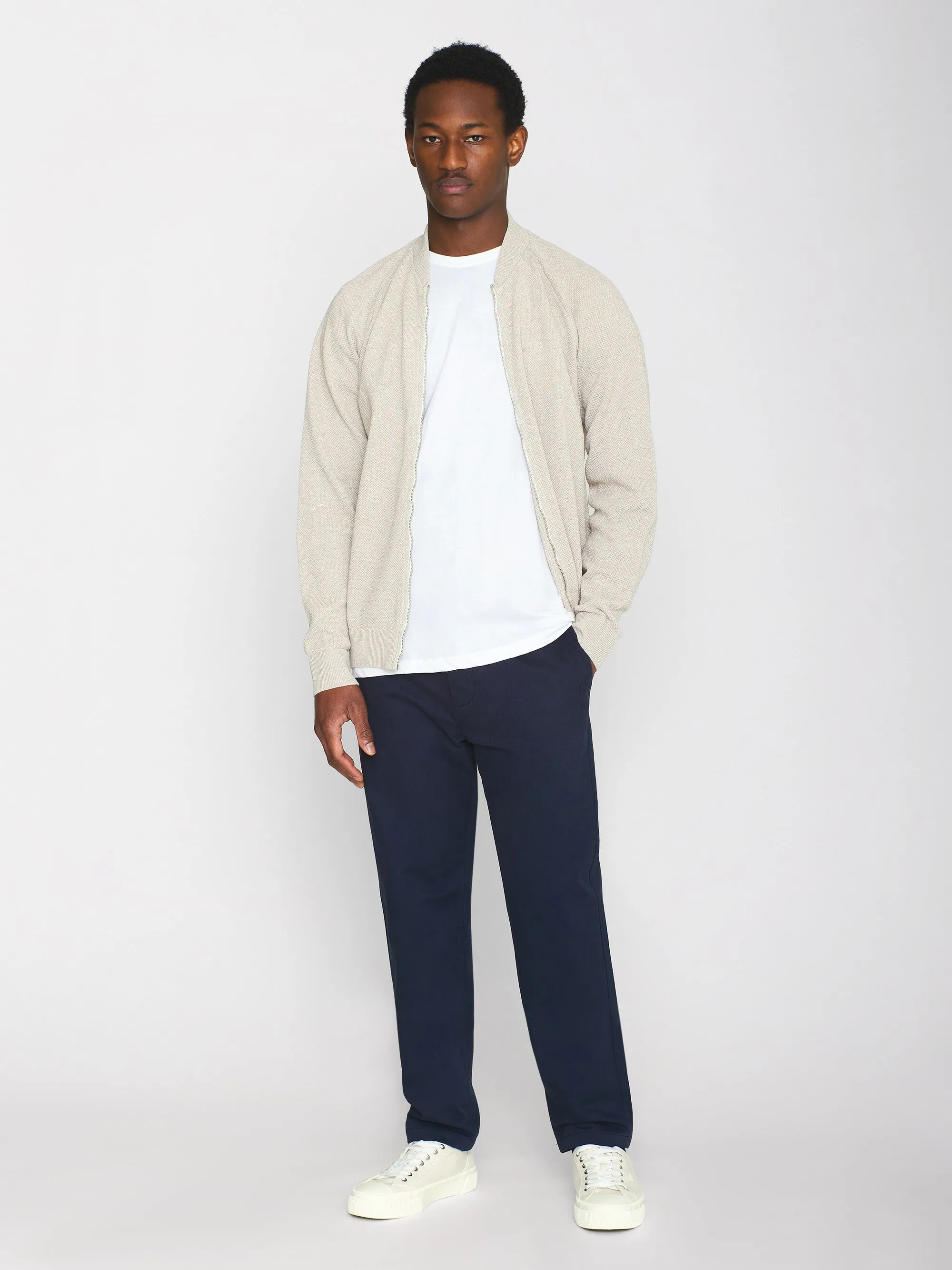 Knitted zip cardigan - GOTS/Vegan - Light feather gray