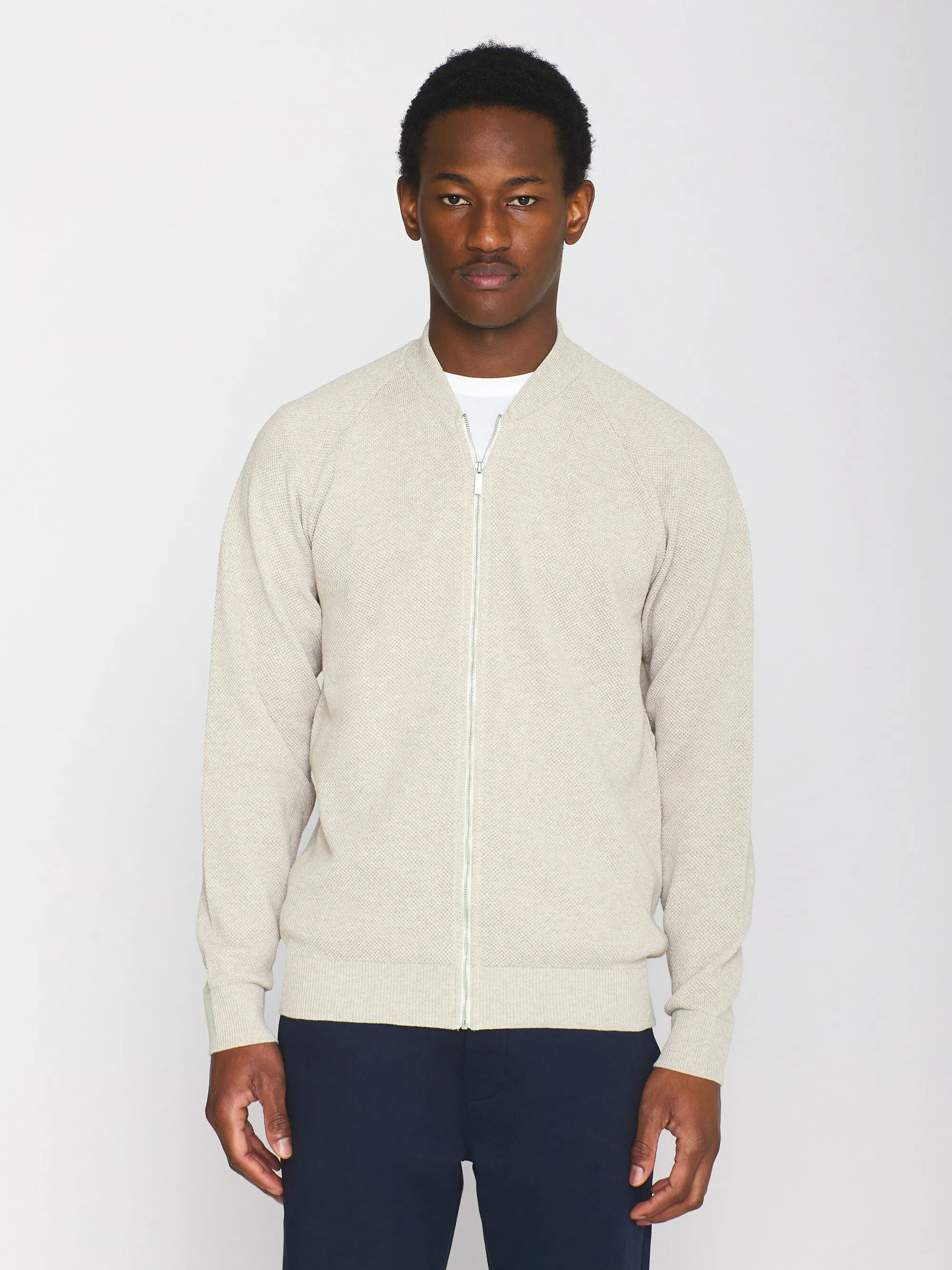 Knitted zip cardigan - GOTS/Vegan - Light feather gray