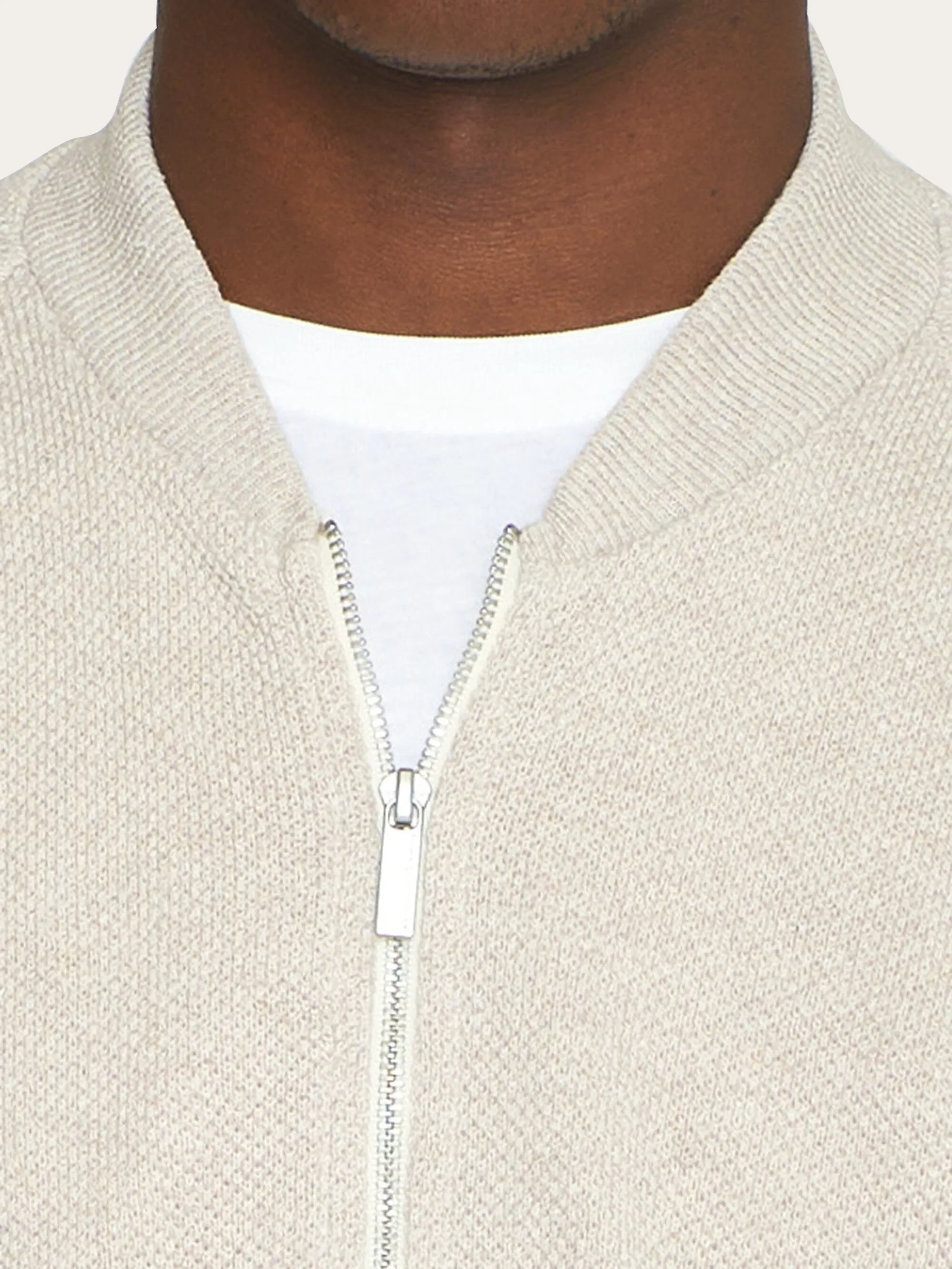 Knitted zip cardigan - GOTS/Vegan - Light feather gray