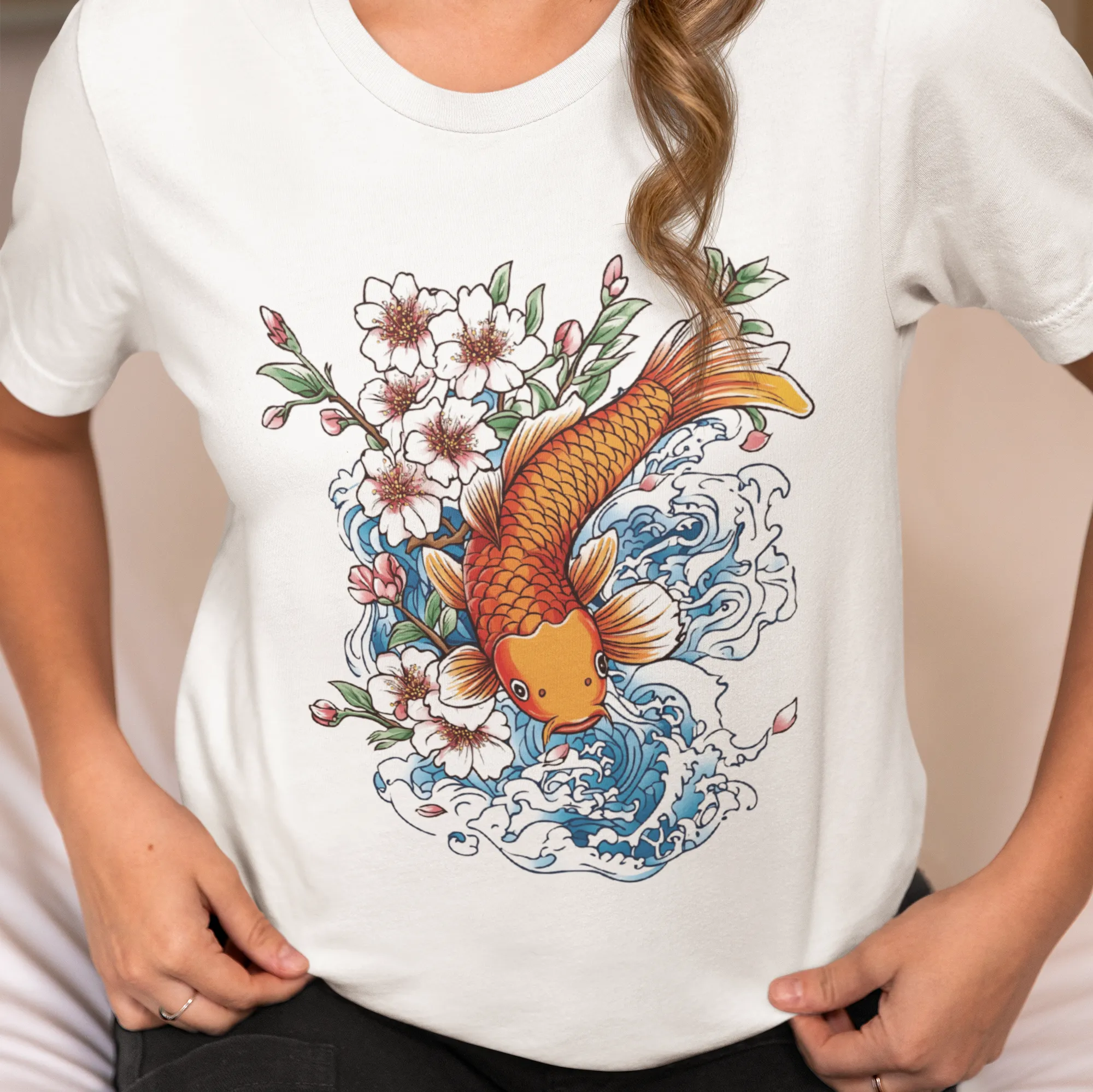 Koi Fish Shirt, Cherry Blossom Shirt, Pond Fish Shirt, Sakura Tree Shirt, Aquarium TShirt, Fish Lover Gift, Aesthetic Shirt, Gold Fish Tee