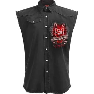LIVE LOUD - Sleeveless Stone Washed Worker Black