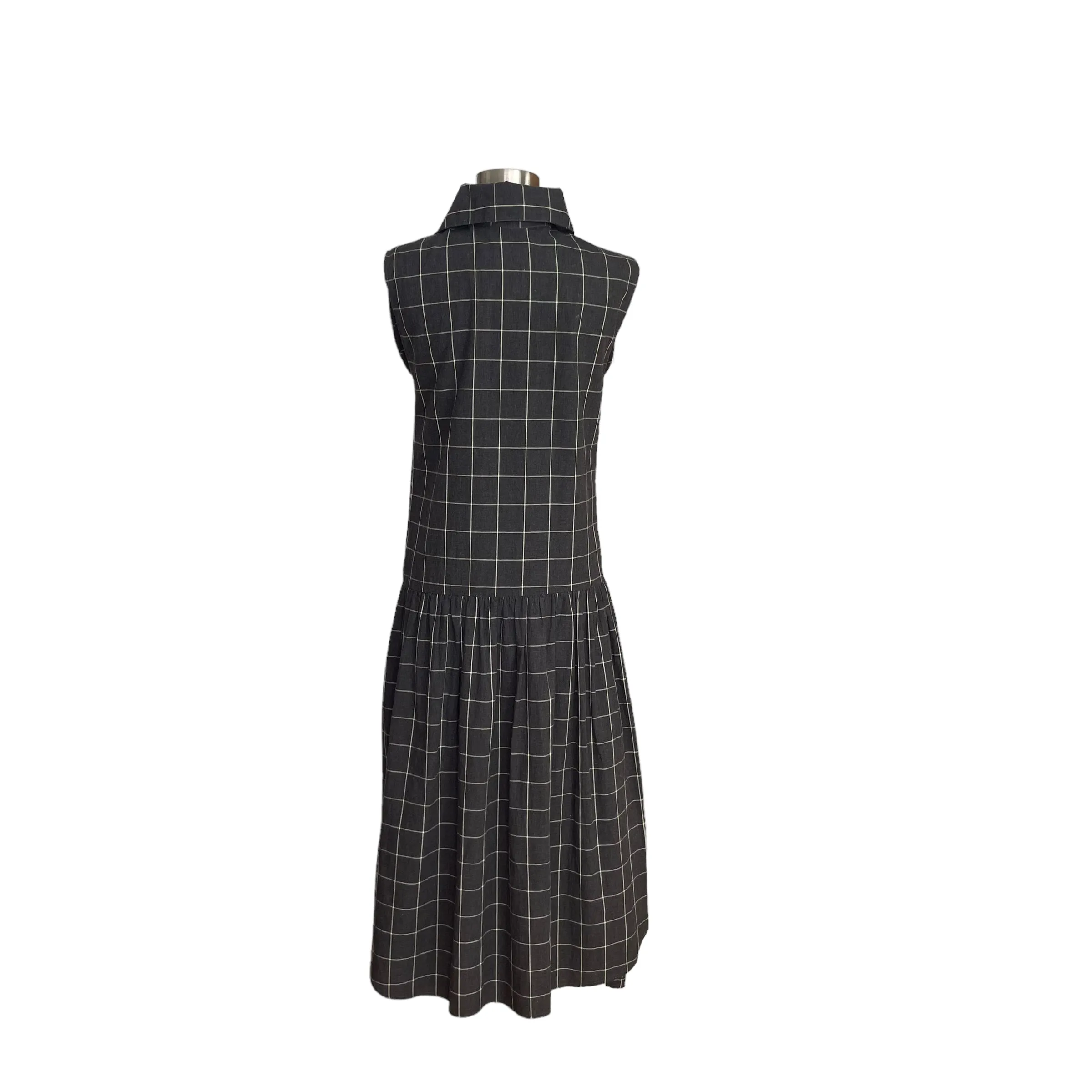 Long Plaid Cotton Dress - S