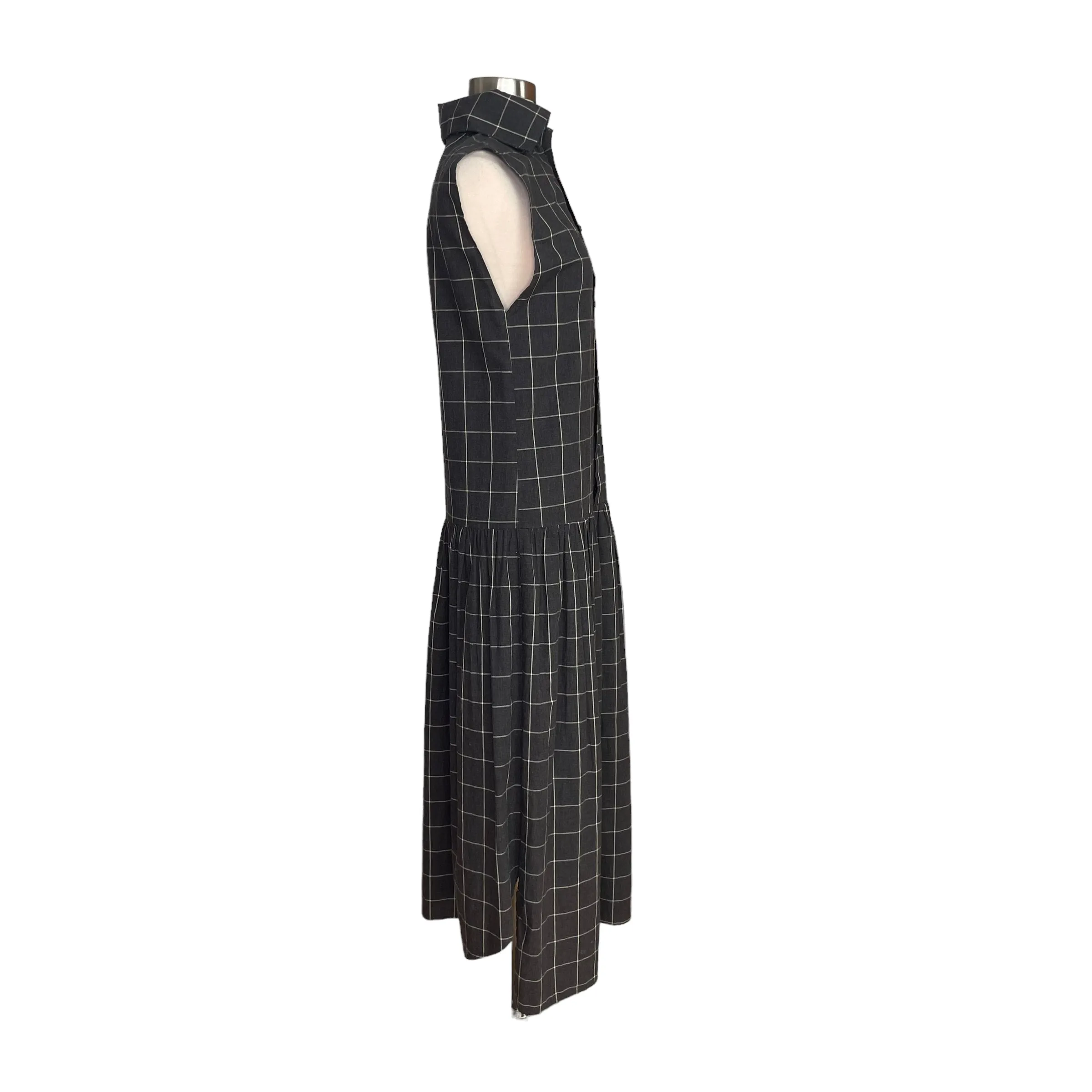Long Plaid Cotton Dress - S