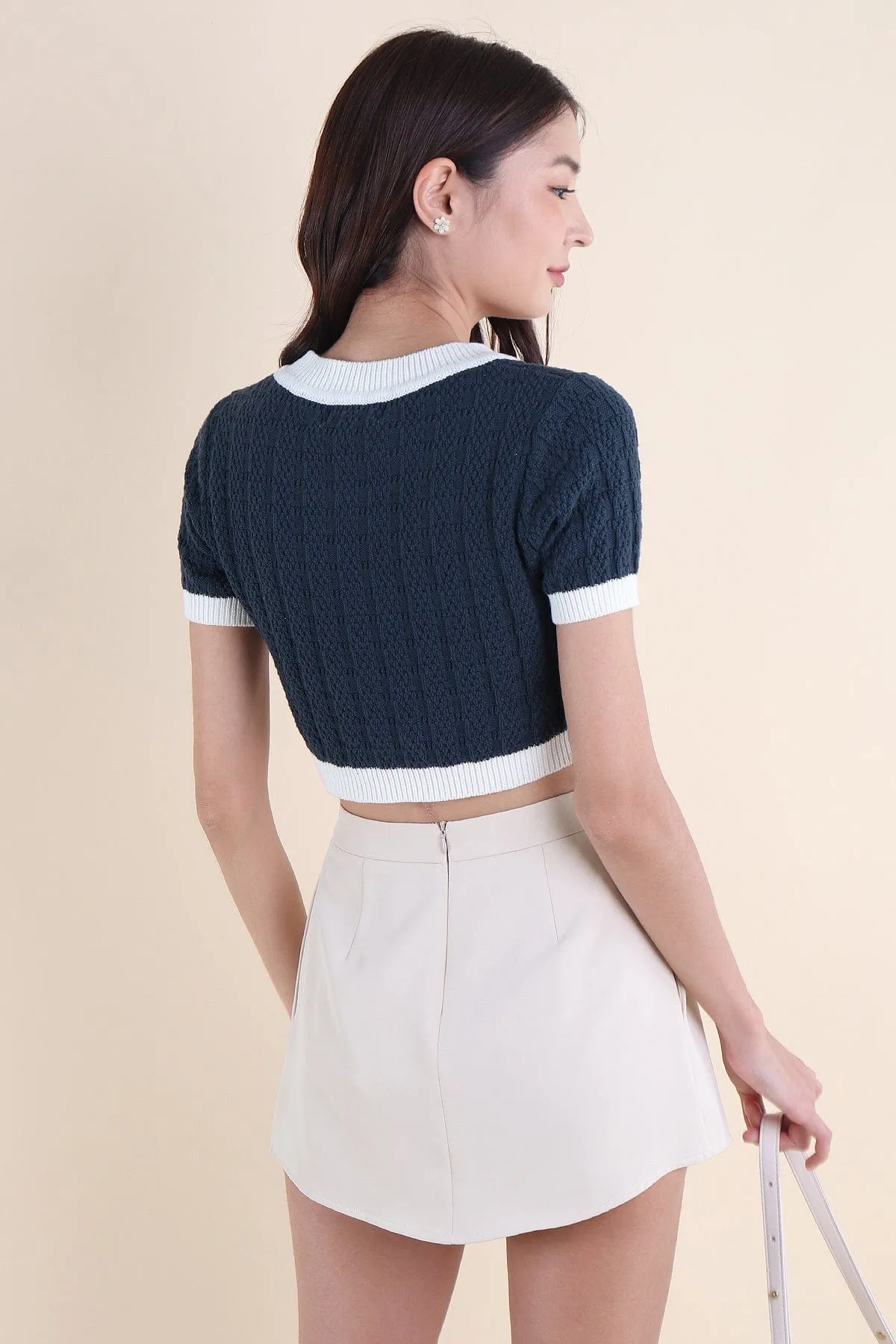 MEA SLEEVED KNIT TOP IN DARK GREEN
