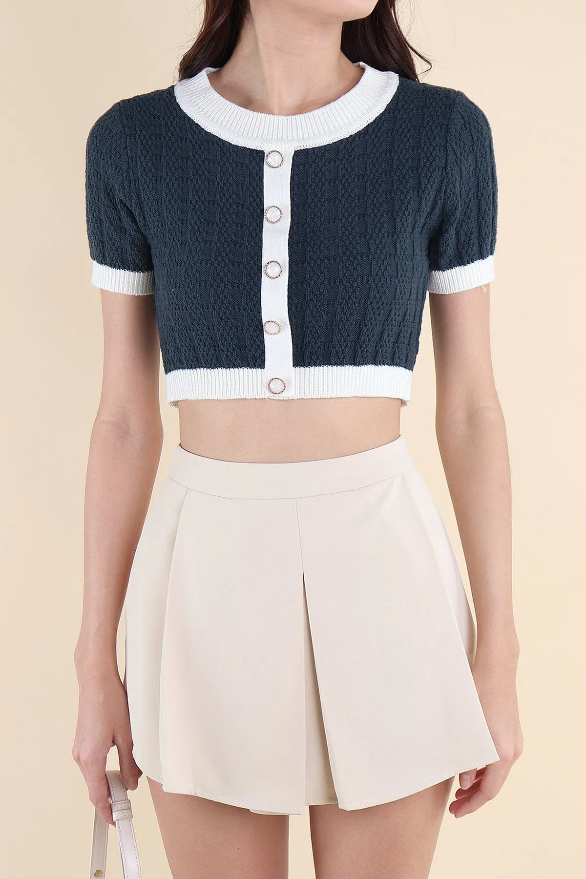 MEA SLEEVED KNIT TOP IN DARK GREEN