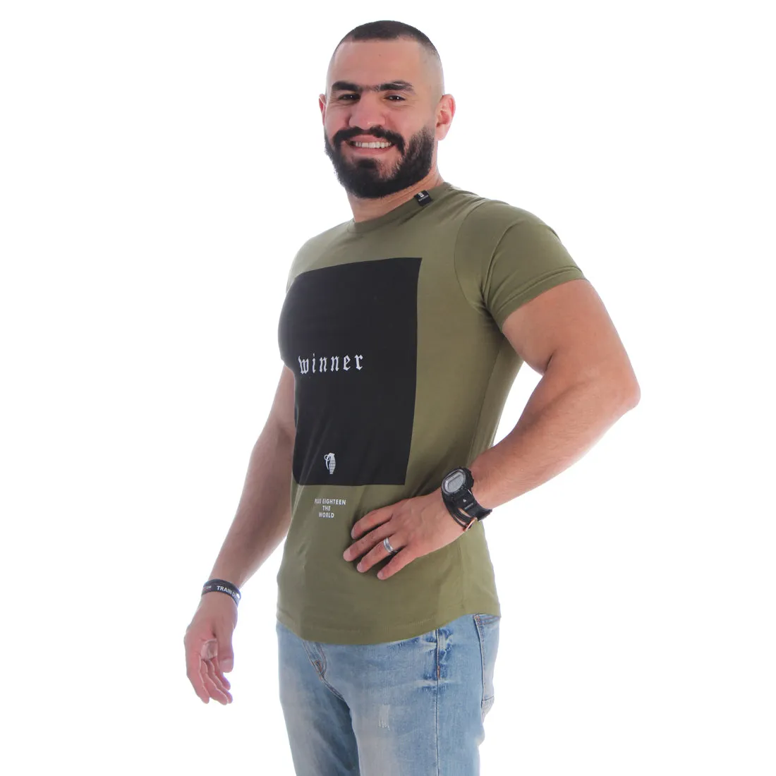 Men T-shirt- olive green / made in Turkey -3318
