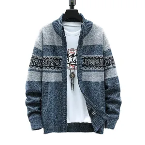 Men's Cardigan Sweater Zipper Collar Casual Knitwear 19403413L
