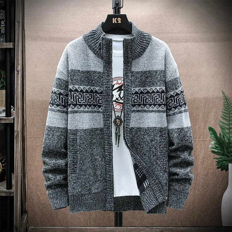 Men's Cardigan Sweater Zipper Collar Casual Knitwear 19403413L