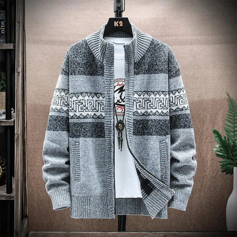 Men's Cardigan Sweater Zipper Collar Casual Knitwear 19403413L