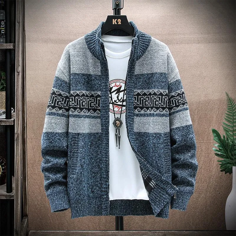 Men's Cardigan Sweater Zipper Collar Casual Knitwear 19403413L