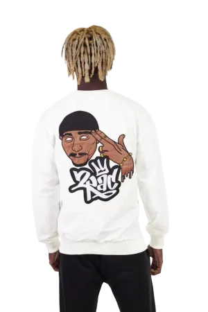 Men's White Leather Graphic Sweatshirt Light weight Fleecee