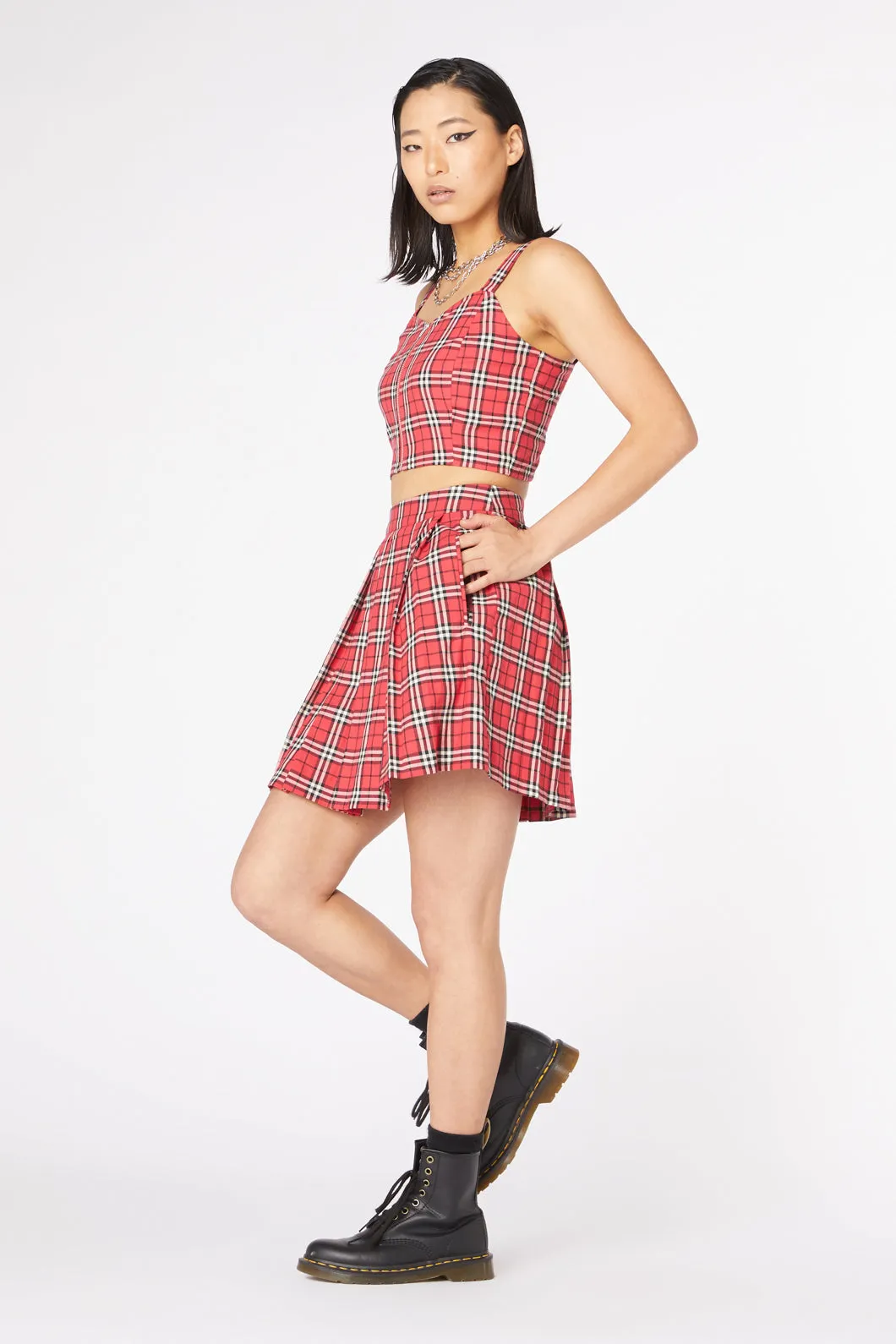 Nah Tartan Pleat Mini Skirt