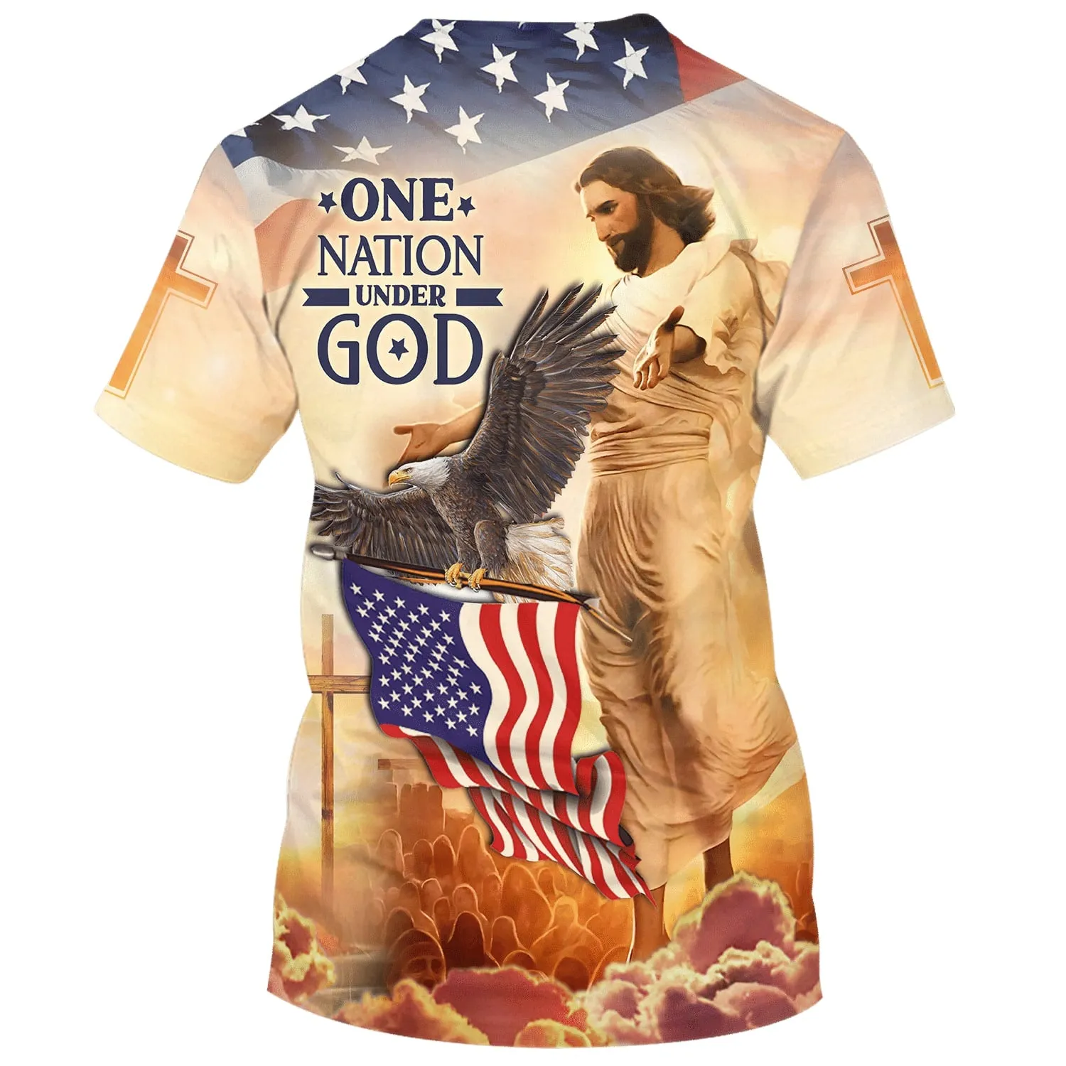 One Nation Under God Jesus Eagle 3d Shirts - Christian T Shirts For Men And Women