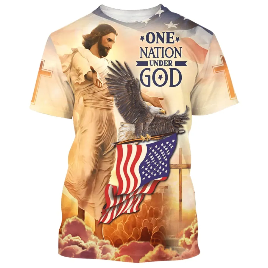 One Nation Under God Jesus Eagle 3d Shirts - Christian T Shirts For Men And Women