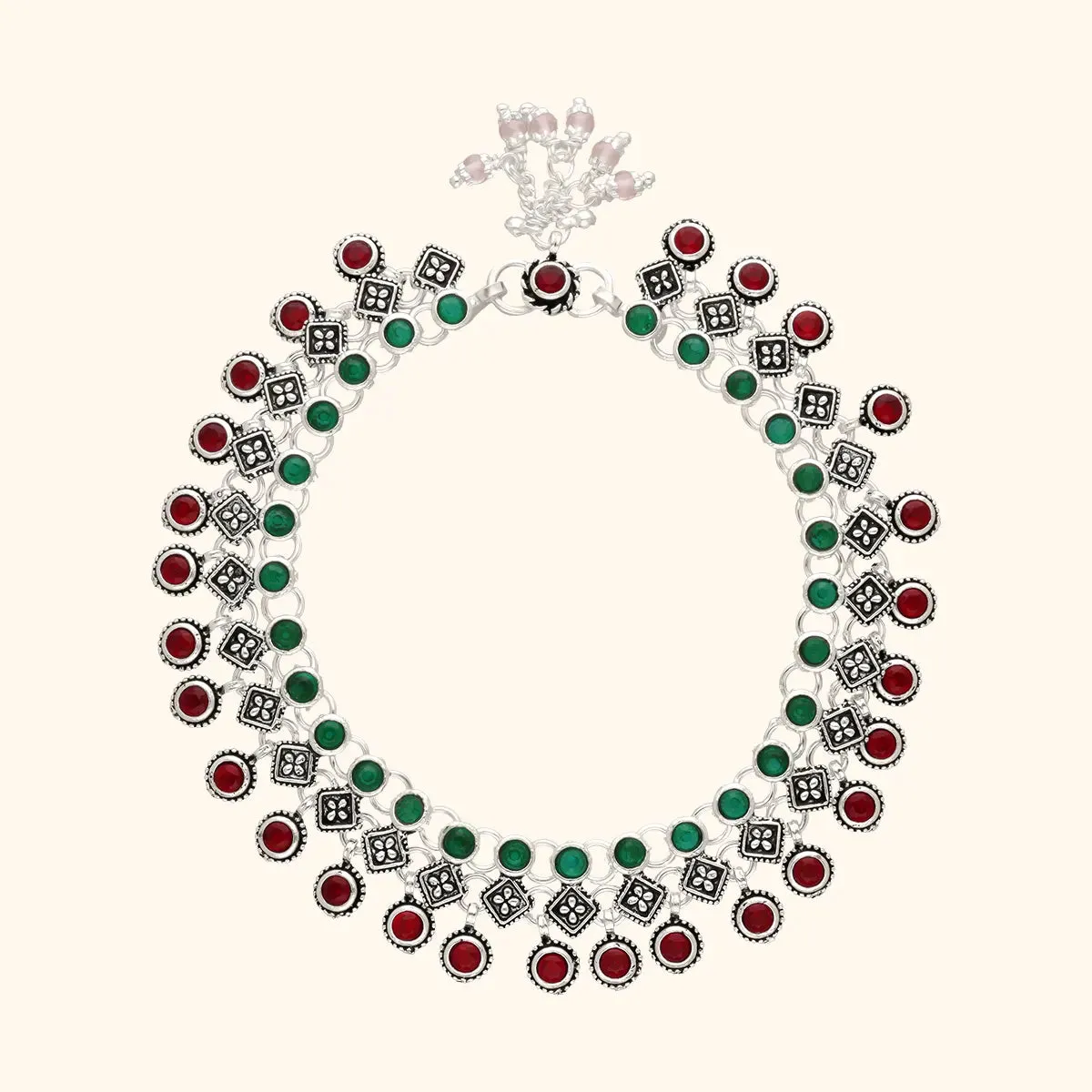 Oxidised Floral Design 925 Silver Payal / Anklet