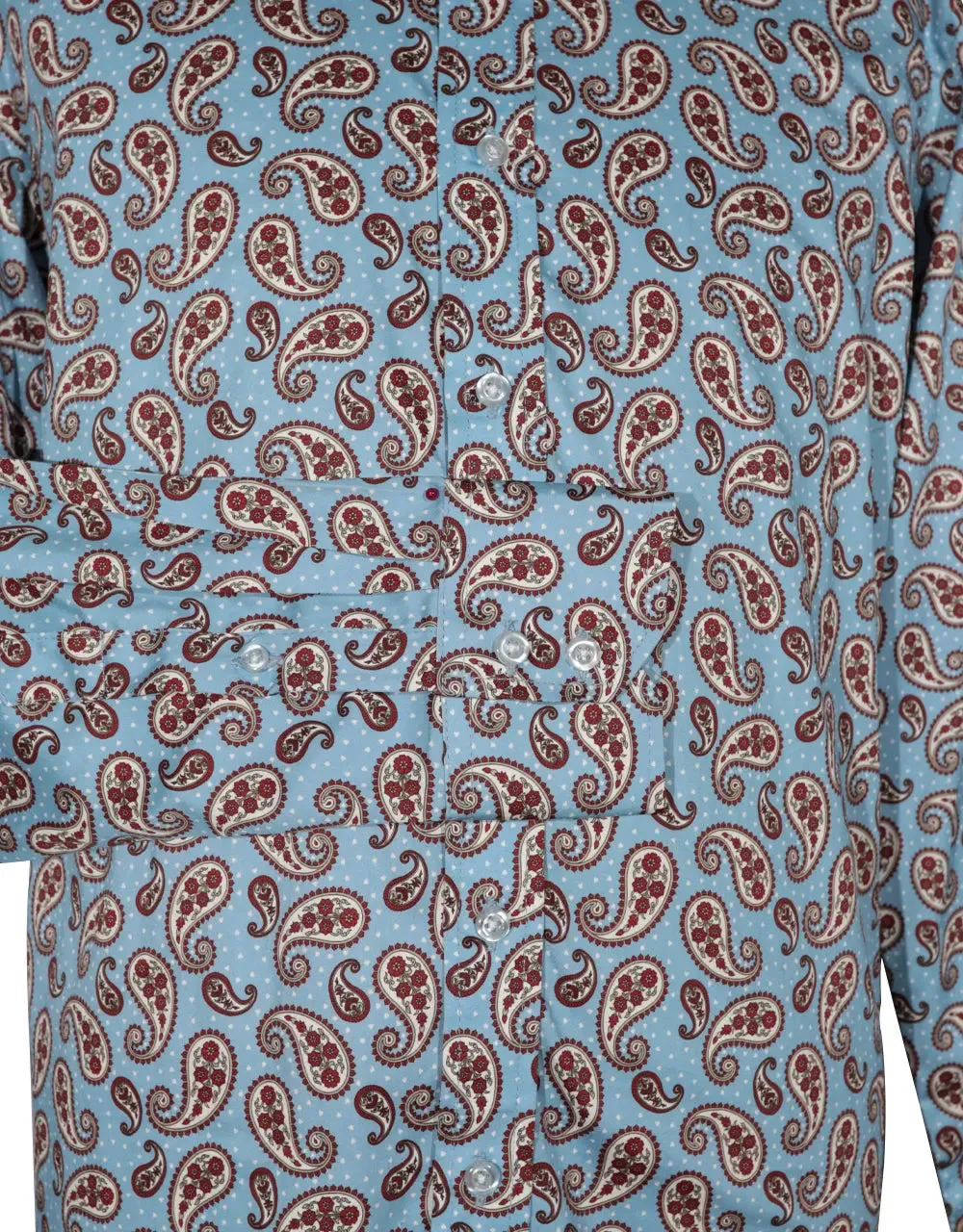 Paisley Shirt - 60s  Style Sky Blue Paisley Shirt