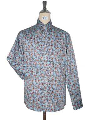 Paisley Shirt - 60s  Style Sky Blue Paisley Shirt