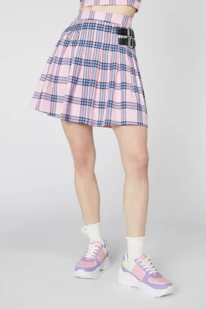 Pastel Tartan Pleated Skirt