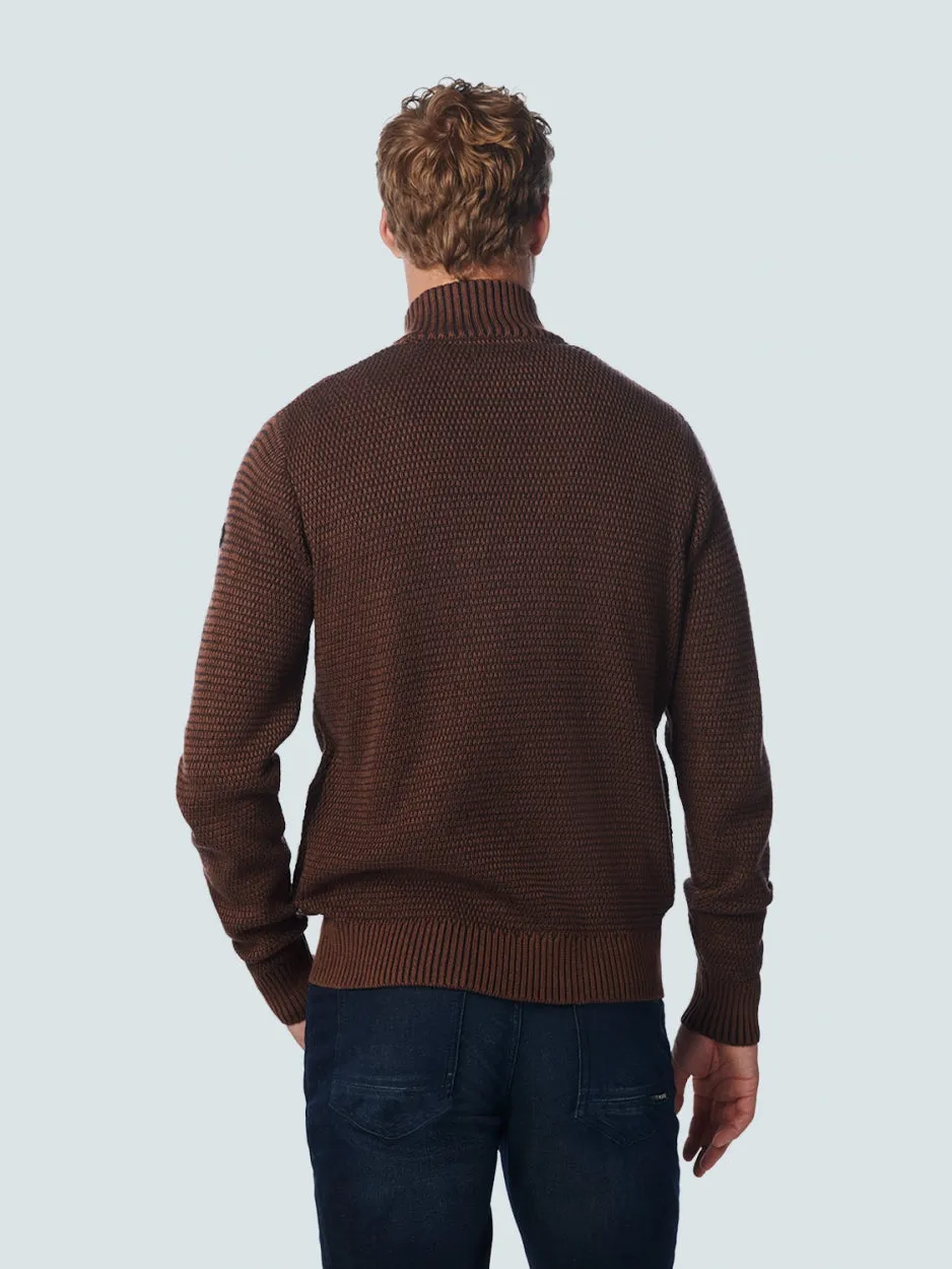 Pullover Full Zipper 2 Coloured Melange | Brown