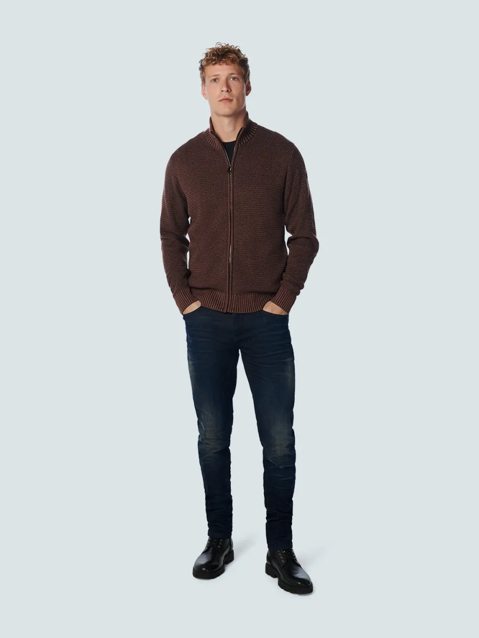 Pullover Full Zipper 2 Coloured Melange | Brown