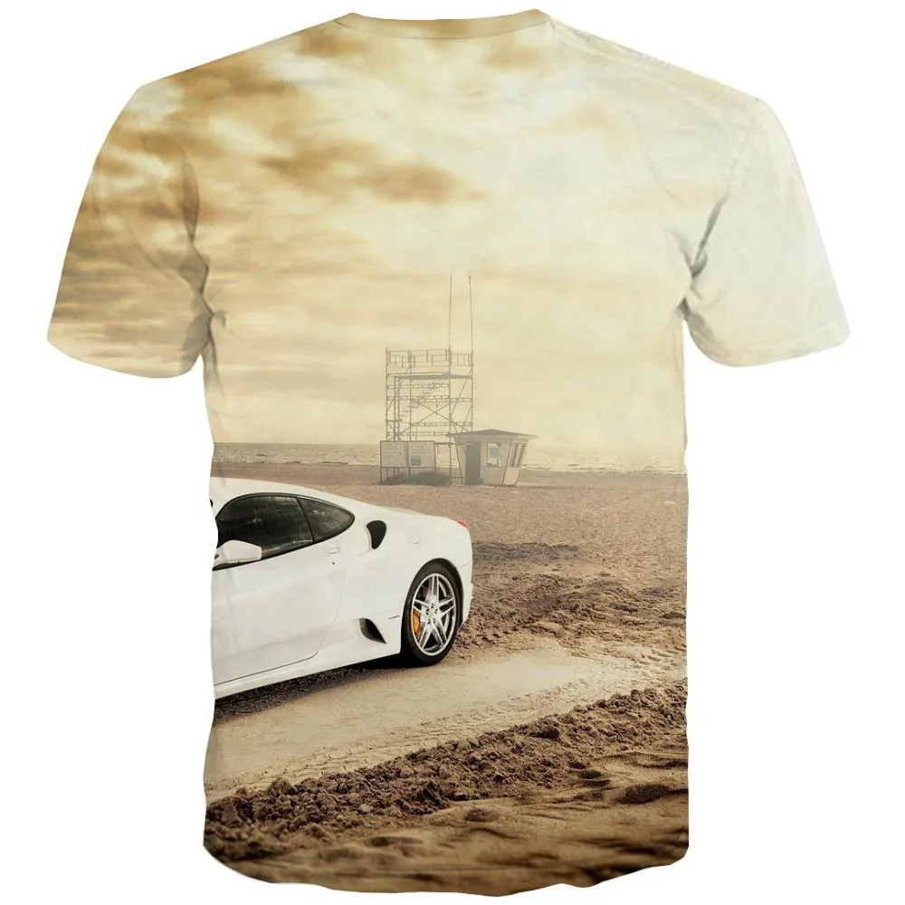 Racing Car T-shirt Men Metal Tshirts Novelty City T-shirts 3d Gray T-shirts Graphic Retro Tshirts Casual