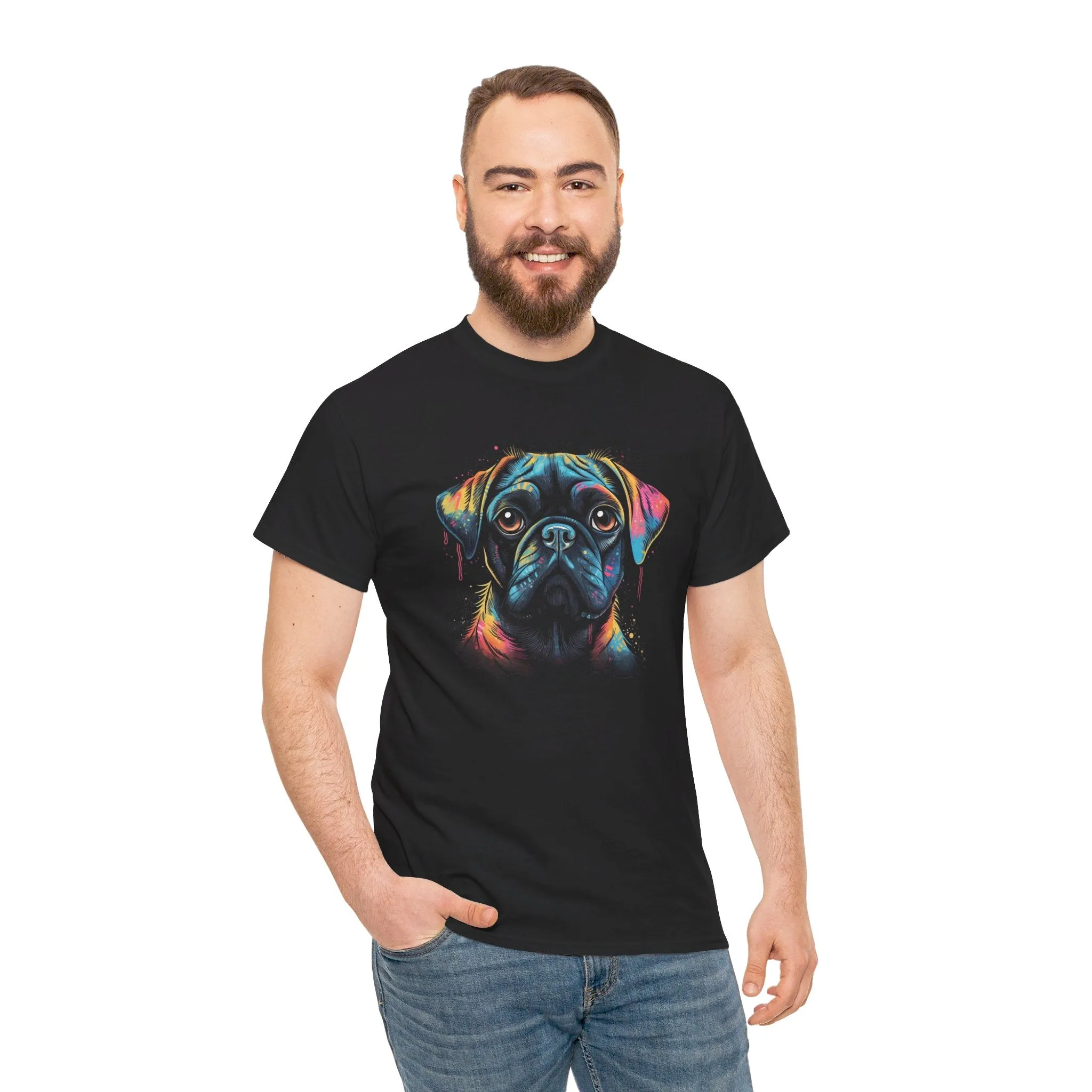 Retrowave Mops T-Shirt | T-Shirt für Retrowave und Hunde Fans