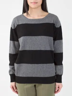 Sarah Wide Striped Sweater in Black