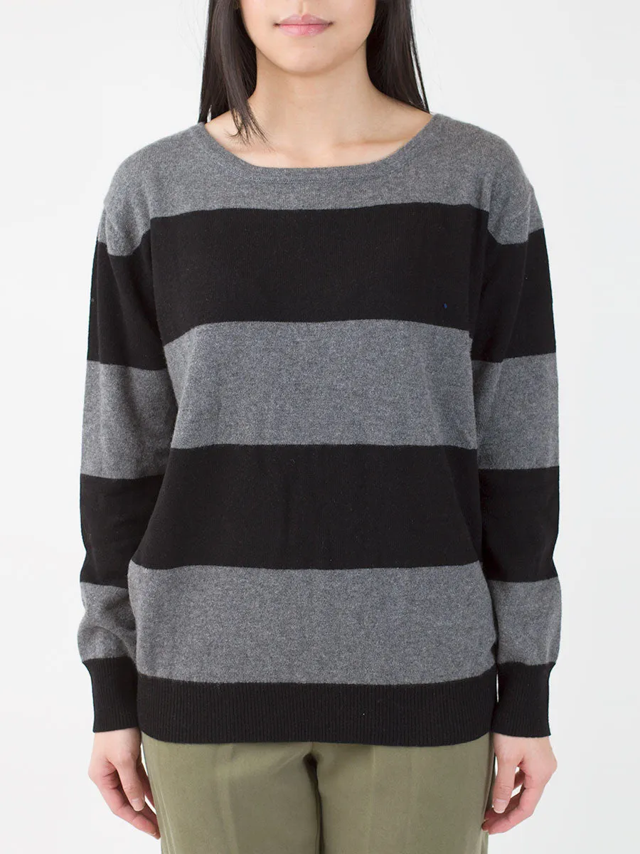 Sarah Wide Striped Sweater in Black