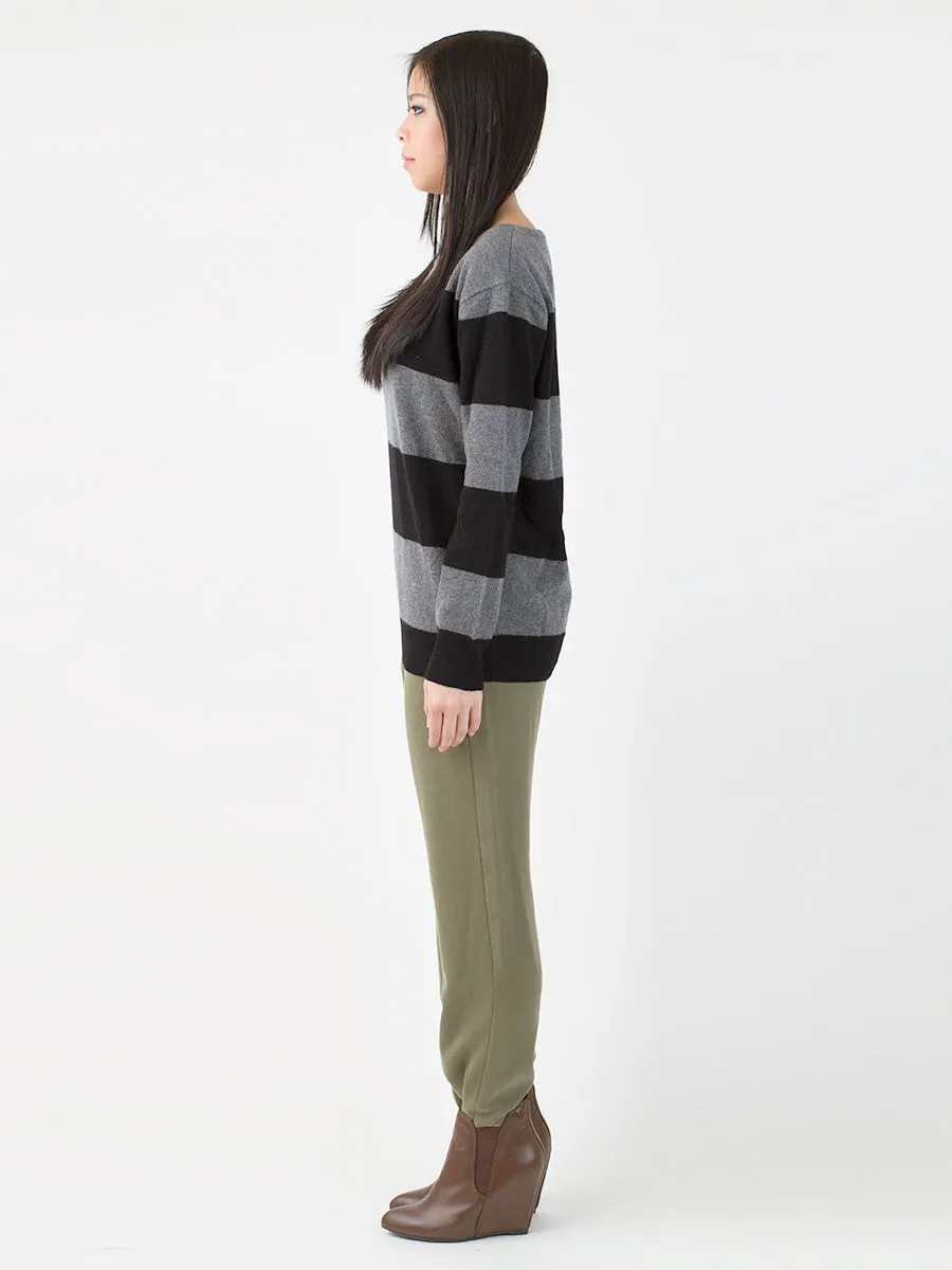 Sarah Wide Striped Sweater in Black