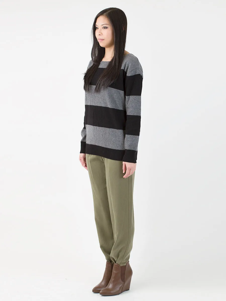 Sarah Wide Striped Sweater in Black