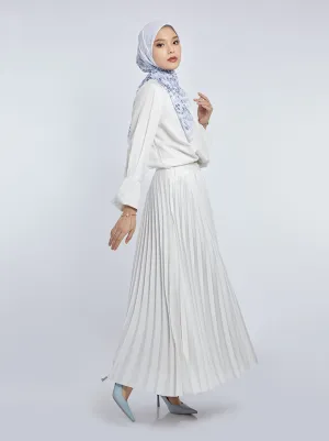 SATIN PLEATED SKIRT PLAIN WHITE
