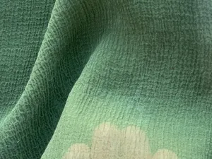 Semi-Sheer Jungle Green Crinkled Silk Chiffon