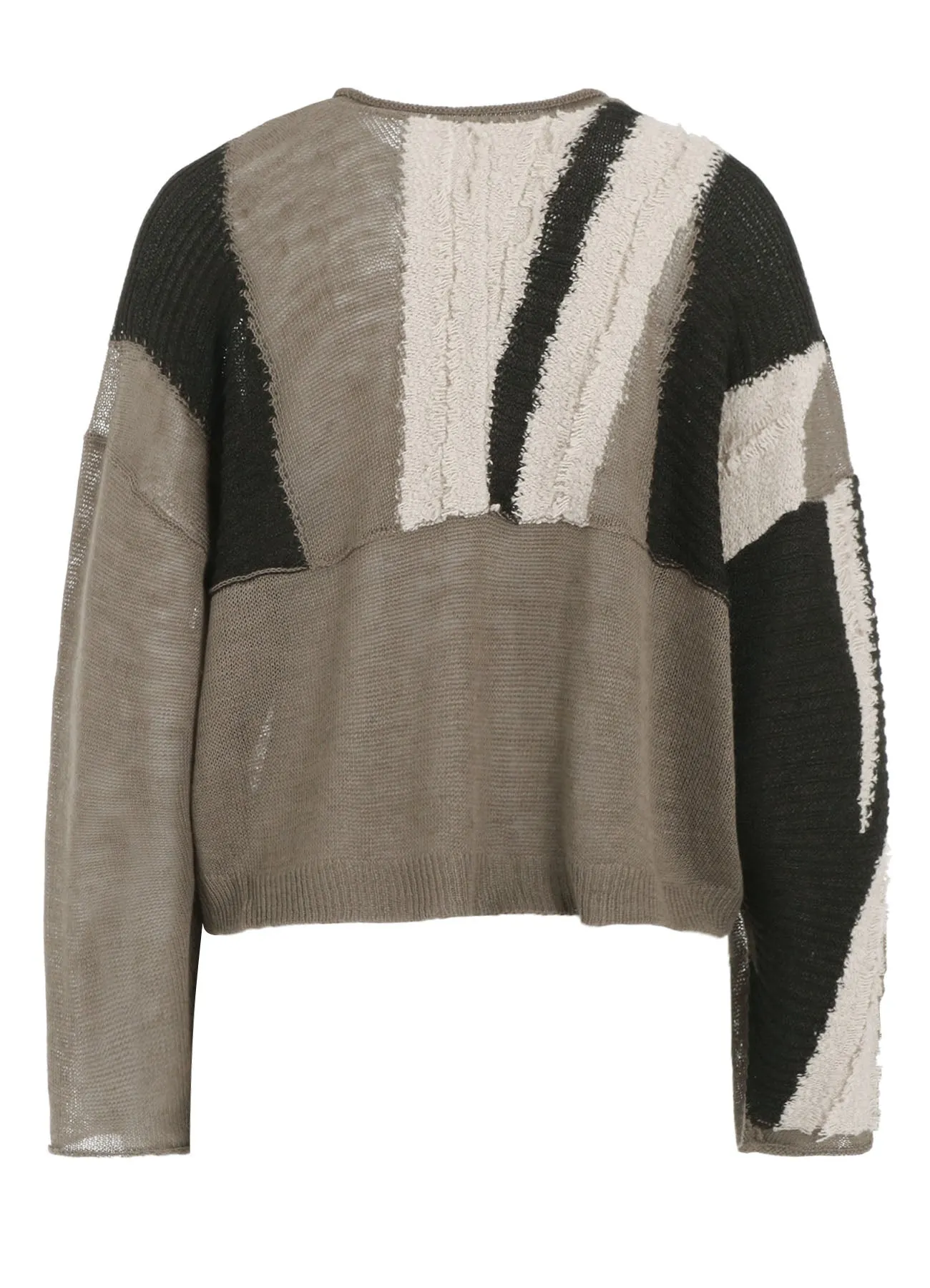 SHEER INTERSIA JACQUARD CREW NECK RELAXED CARDIGAN