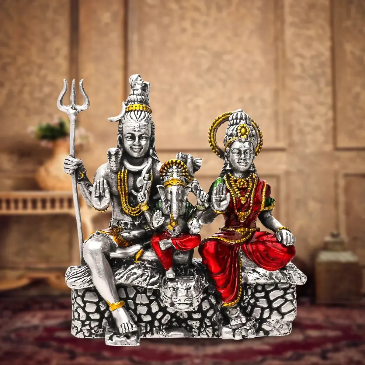 Shiv Parivaar - Antique Silver Idol