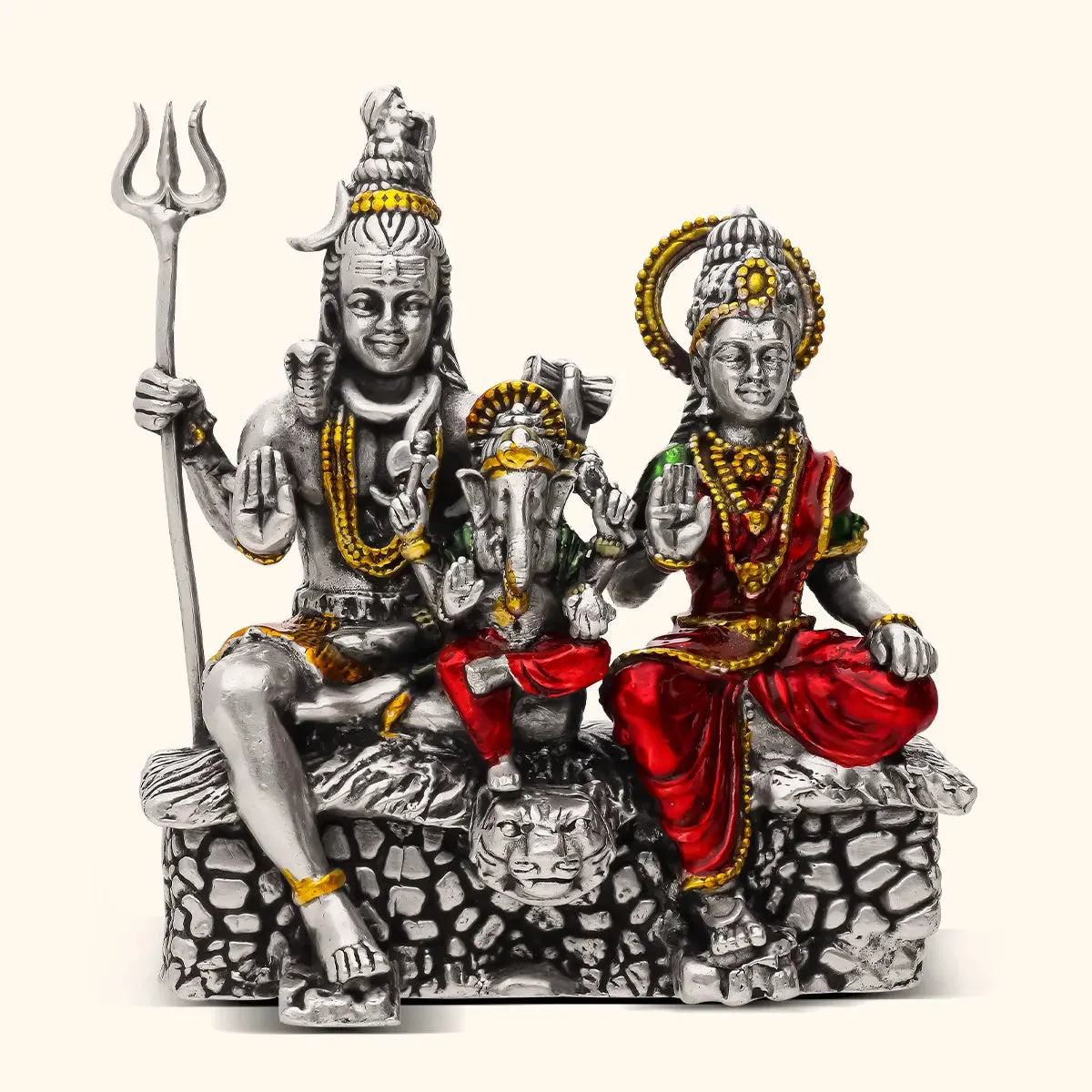 Shiv Parivaar - Antique Silver Idol