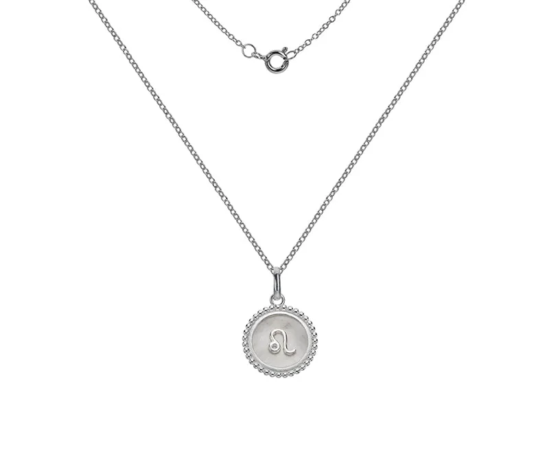 Silver Zodiac Sign Mother of Pearl Pendant Necklace