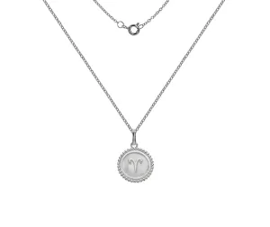 Silver Zodiac Sign Mother of Pearl Pendant Necklace