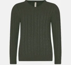 Skovhuus - Cotton Cable Knit Sweater in Army Green