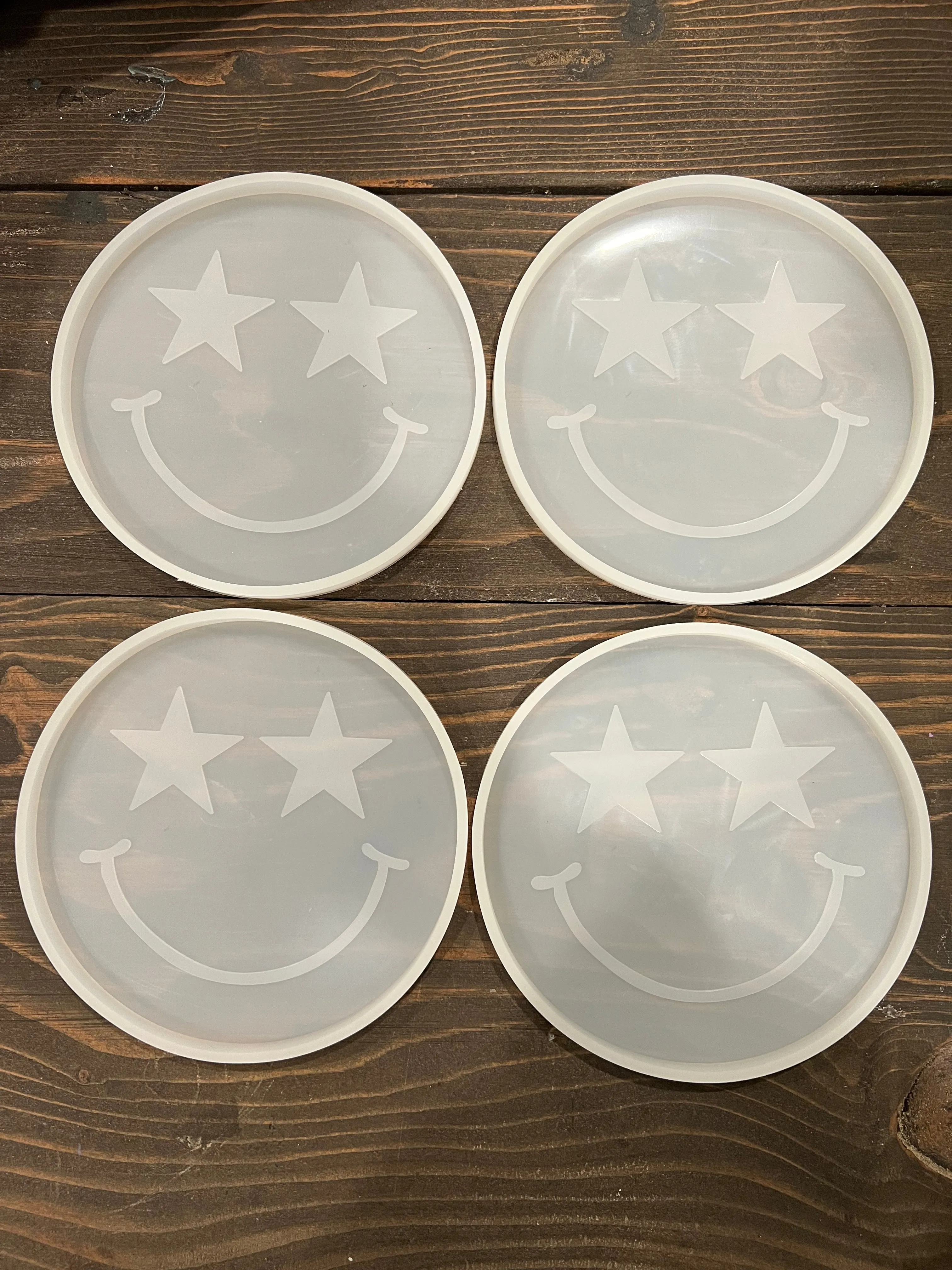 Star Struck Eyes Smiley Face Silicone Resin Coaster Mold Set
