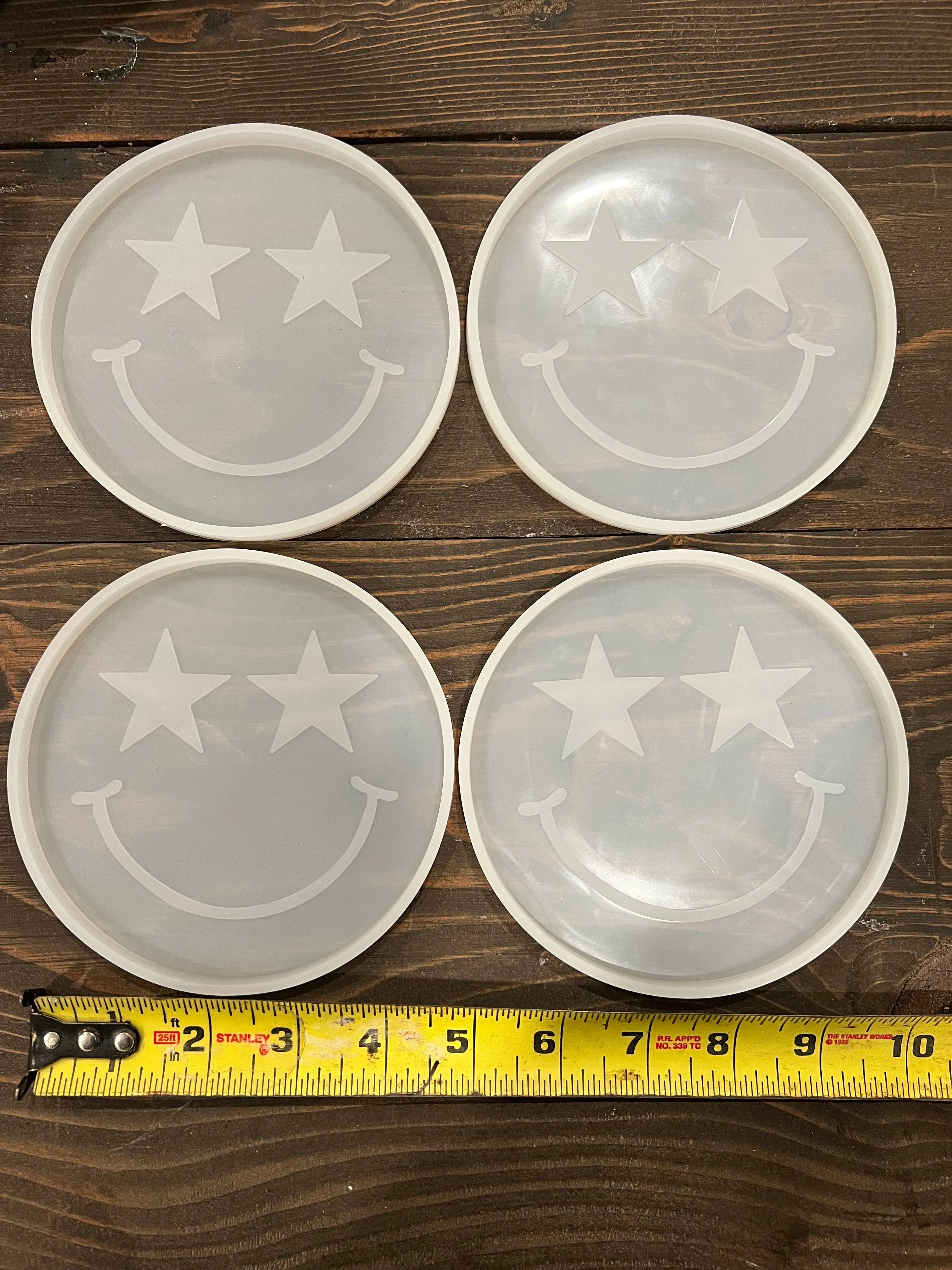 Star Struck Eyes Smiley Face Silicone Resin Coaster Mold Set