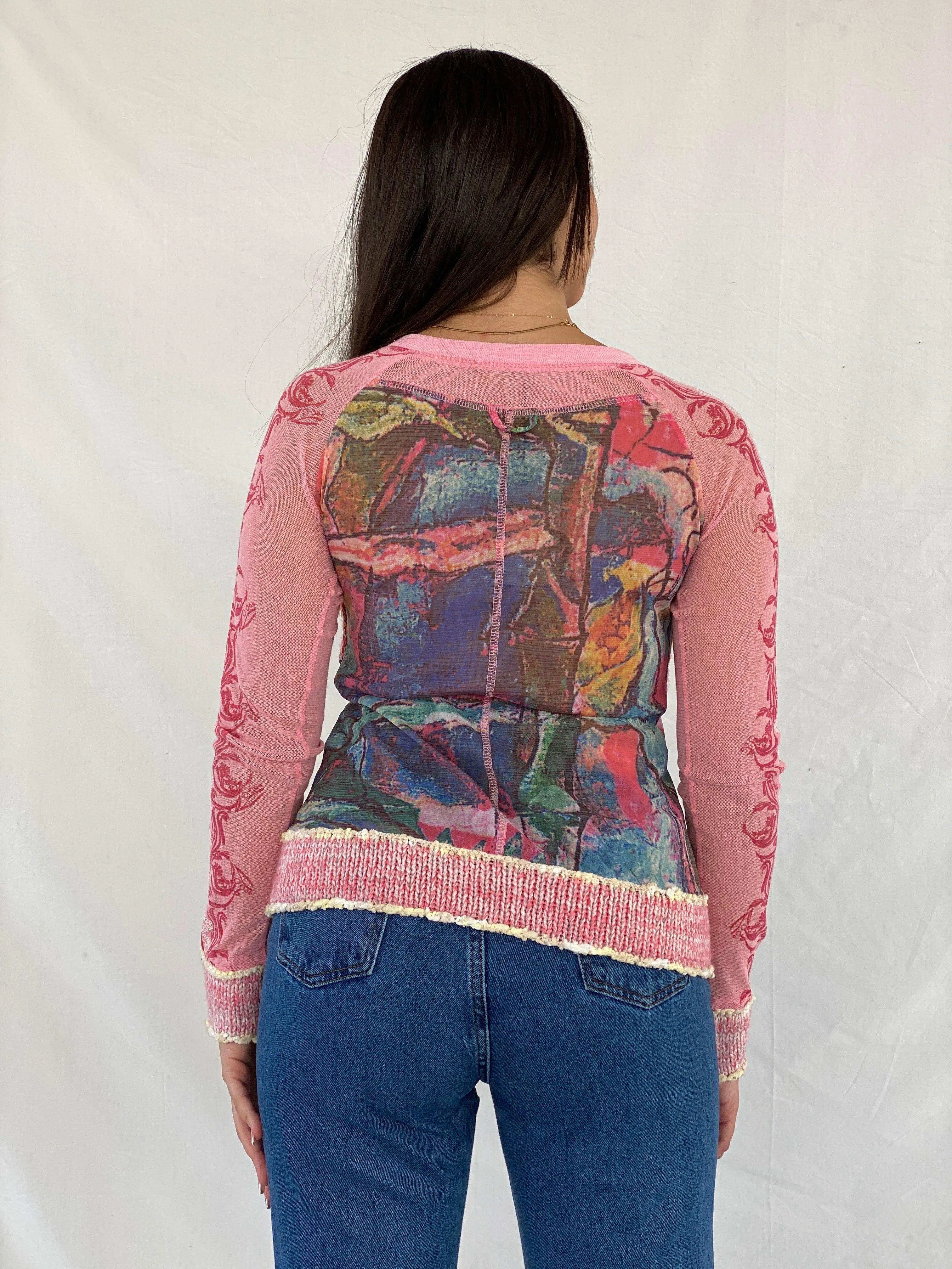 Statement Vintage Printed Mesh Cardigan