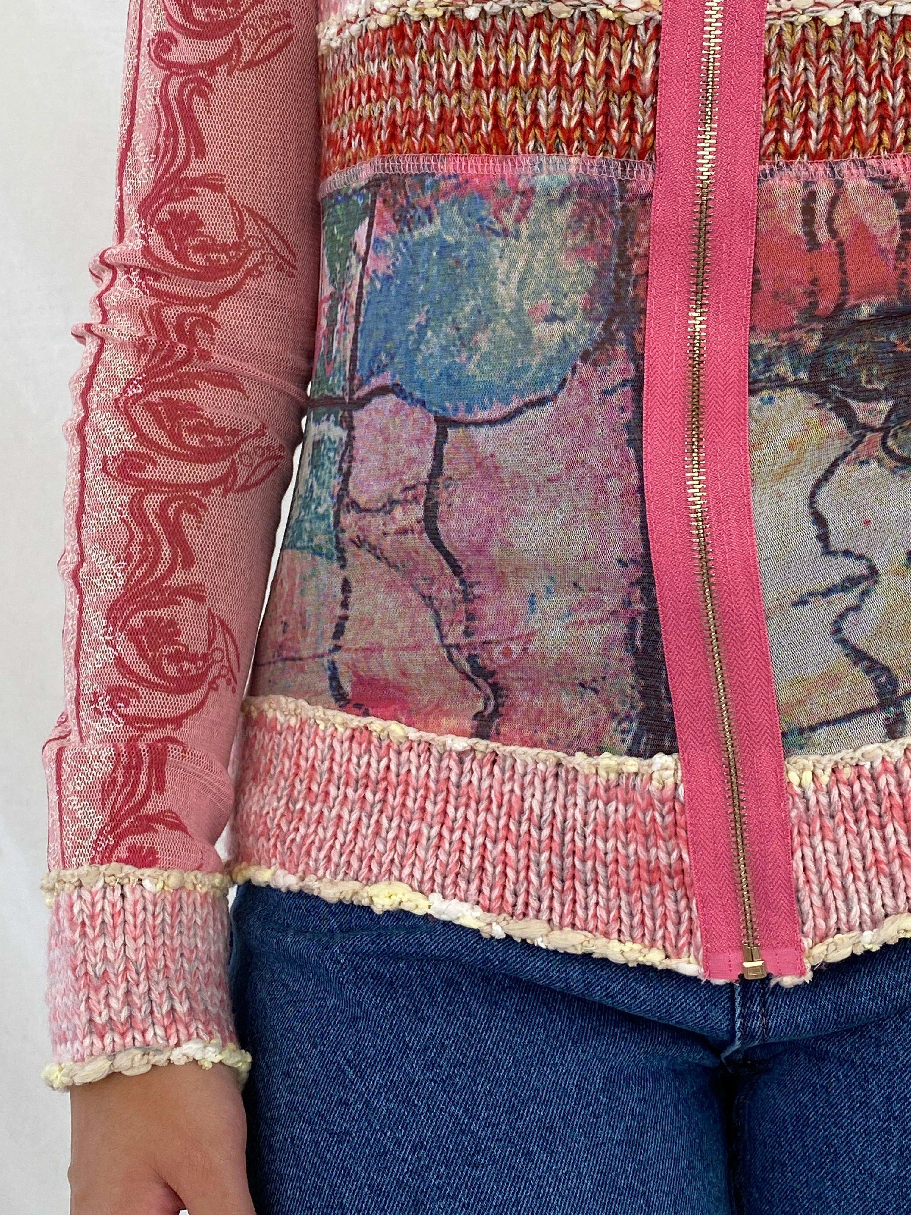 Statement Vintage Printed Mesh Cardigan