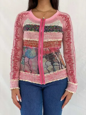 Statement Vintage Printed Mesh Cardigan
