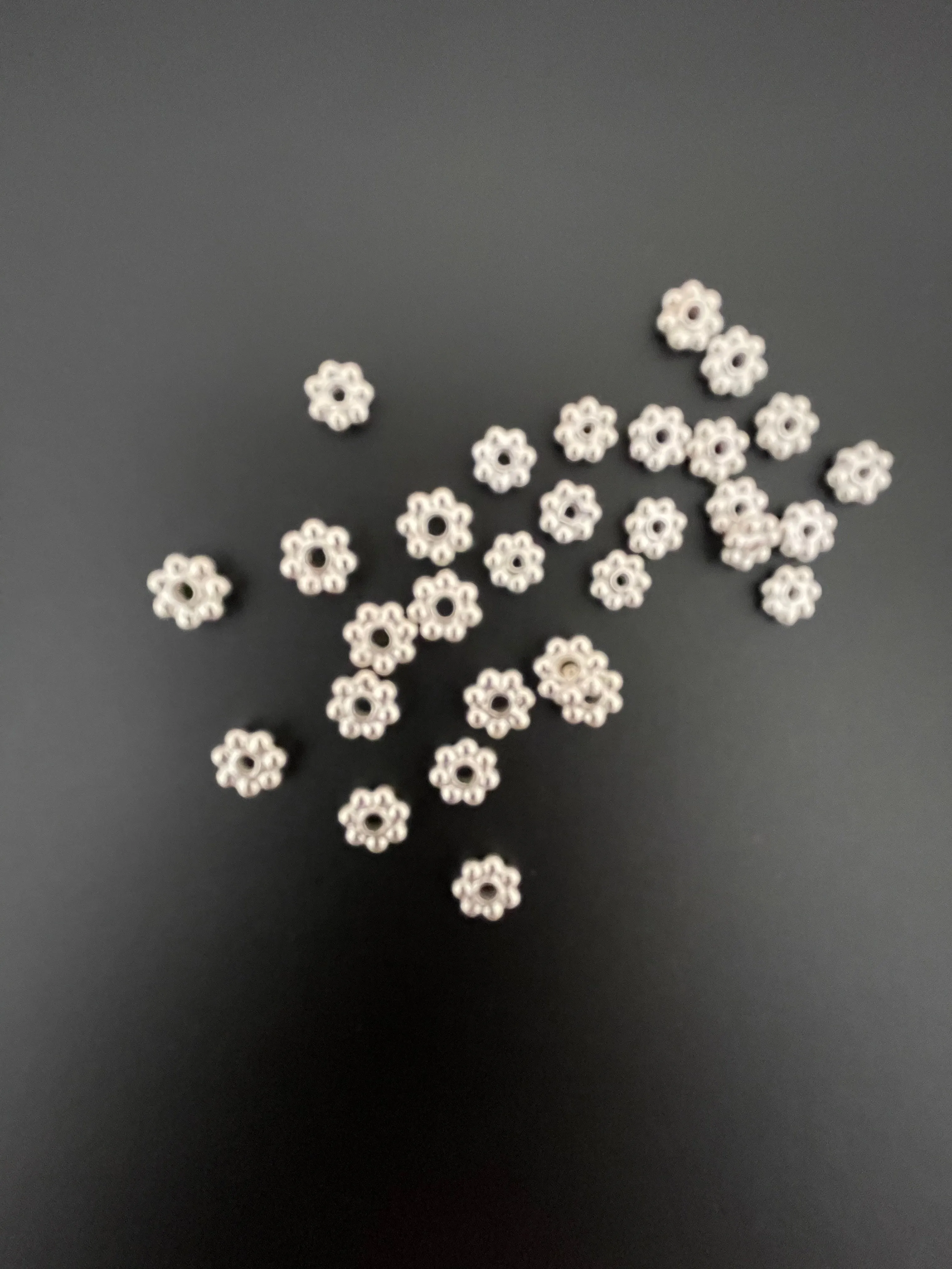 Sterling Silver Daisy Spacers | 925 Sterling Silver Daisy Available in 5 Sizes: 3mm, 3.5mm, 4mm, 5mm, 6mm & 2 colors- Shiny, Oxidized