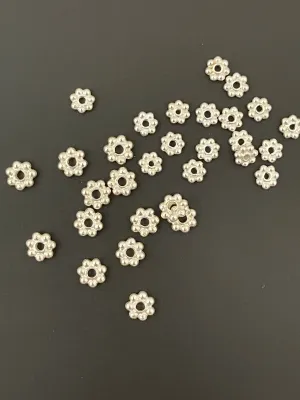 Sterling Silver Daisy Spacers | 925 Sterling Silver Daisy Available in 5 Sizes: 3mm, 3.5mm, 4mm, 5mm, 6mm & 2 colors- Shiny, Oxidized