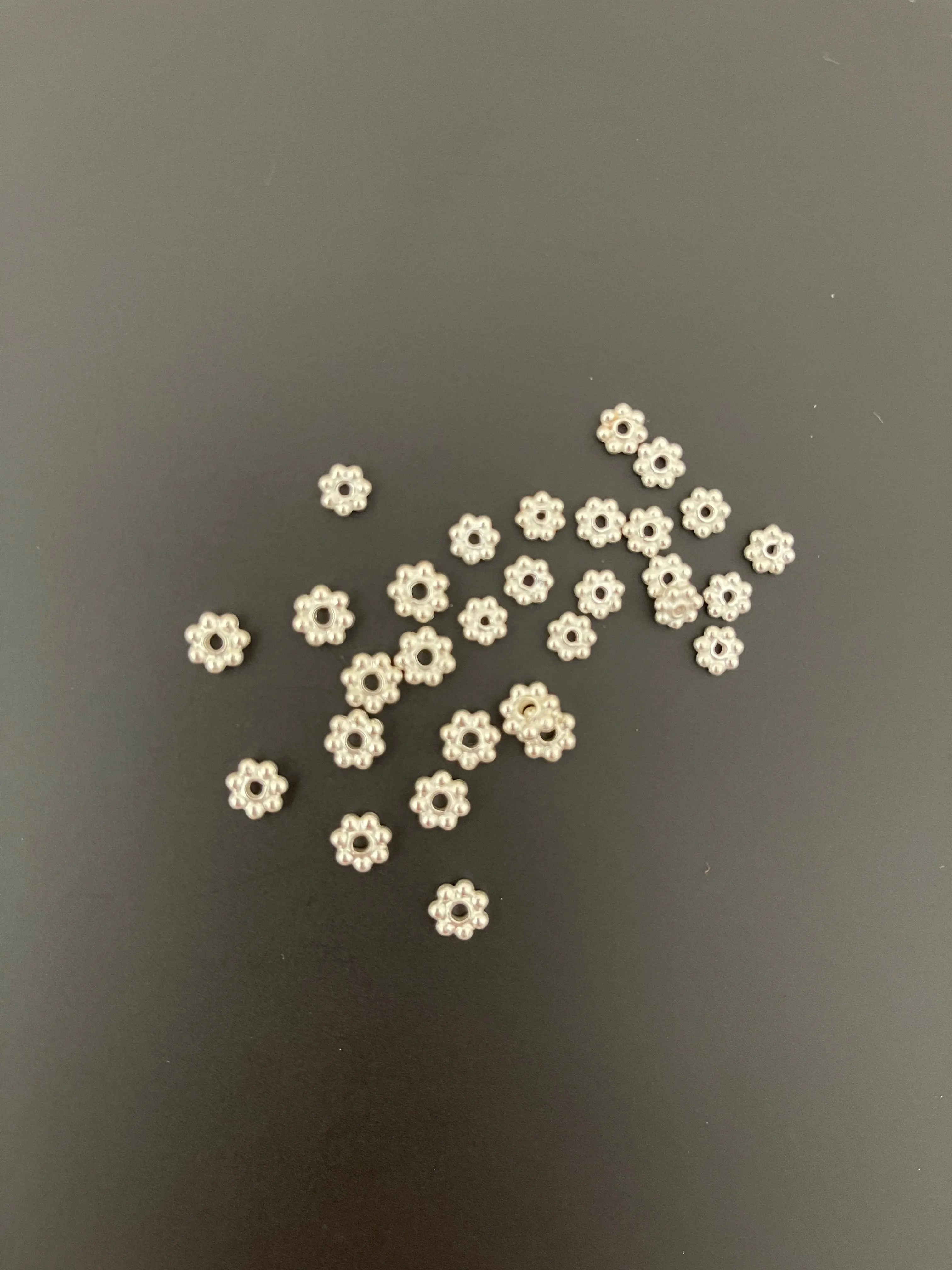Sterling Silver Daisy Spacers | 925 Sterling Silver Daisy Available in 5 Sizes: 3mm, 3.5mm, 4mm, 5mm, 6mm & 2 colors- Shiny, Oxidized