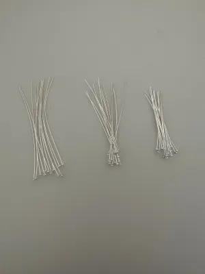 Sterling Silver Flat Headpins | 925 Sterling Silver | 23 Gauge | Available in three sizes: 2", 2.5", 3"