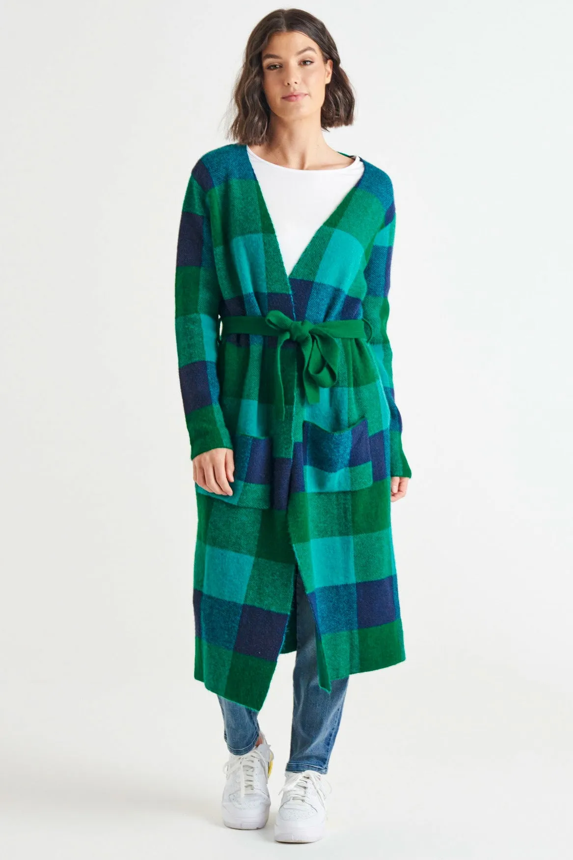 Swift Cardigan - Green/Blue Check