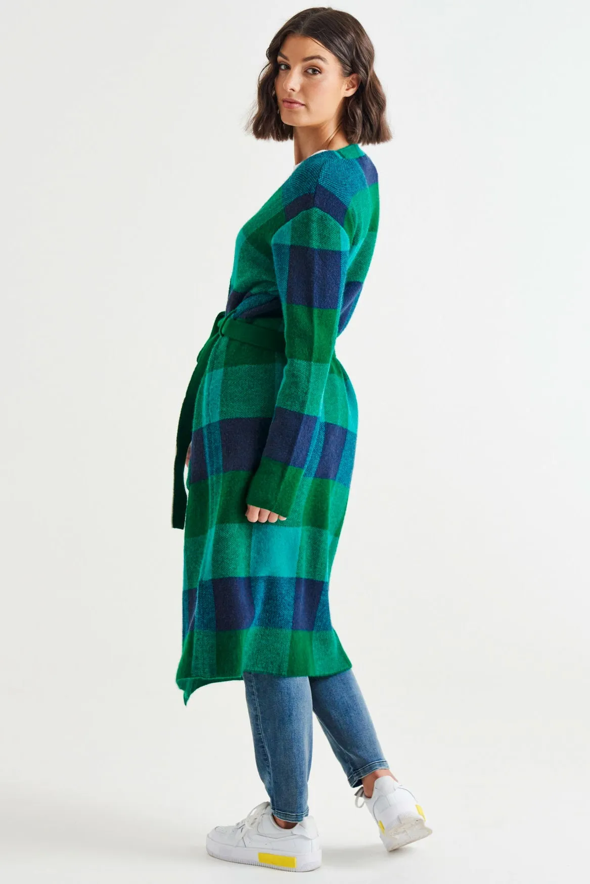 Swift Cardigan - Green/Blue Check
